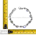 Natural Rainbow Moonstone Gemstone 925 Sterling Silver Bracelet Jewelry